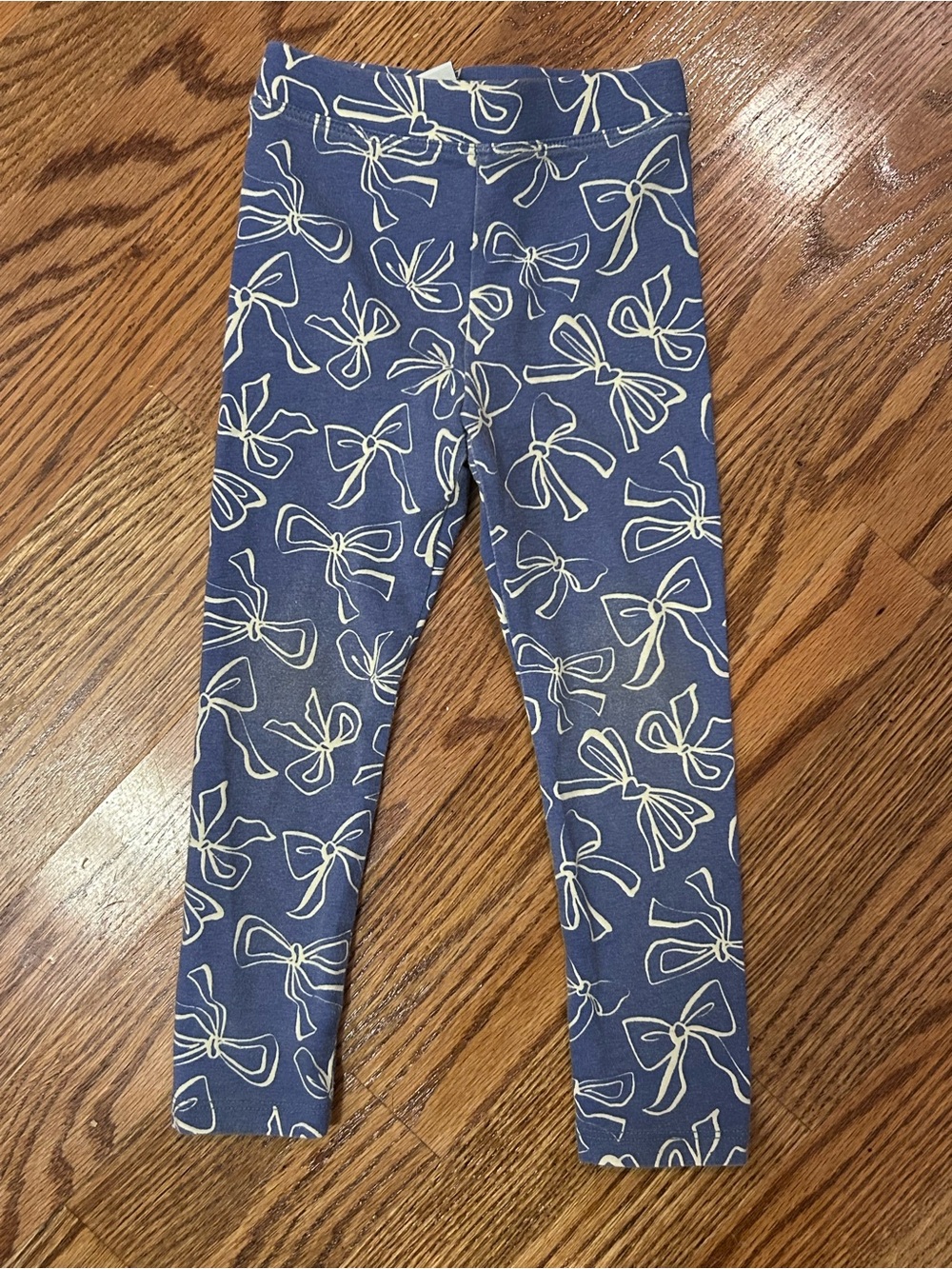 Crewcuts Navy Leggings with Cream Bow Print